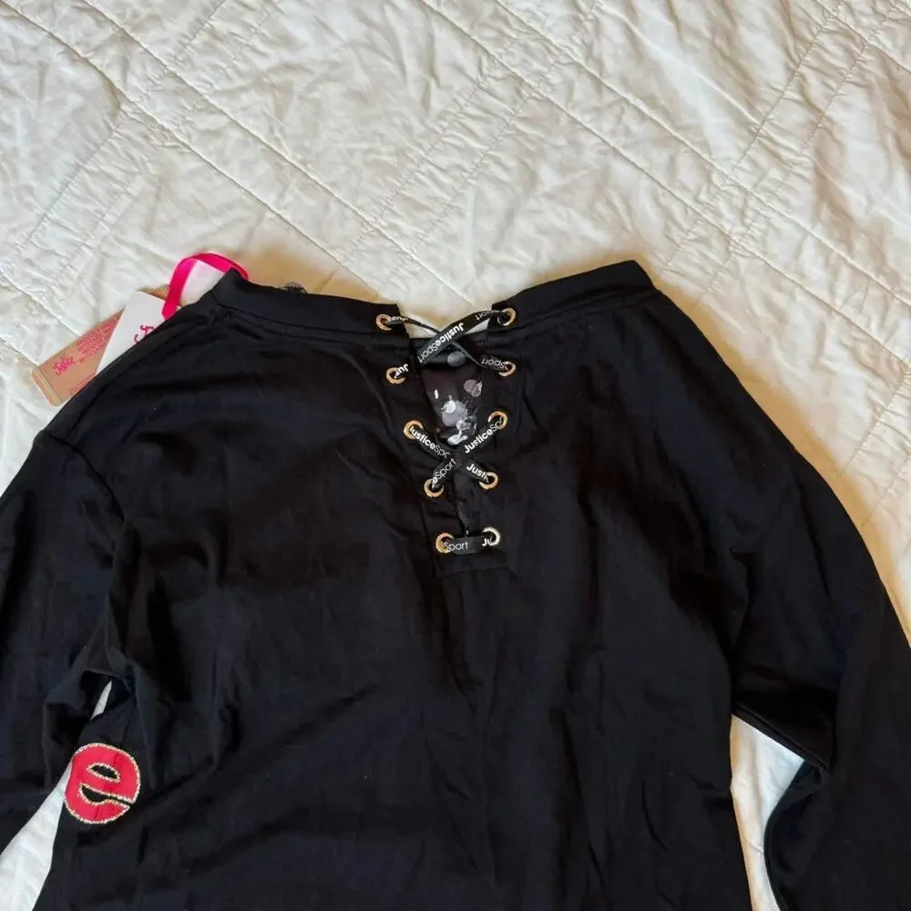 Justice activewear graphic shirt and sports bra set girl size medium 7‎ 8